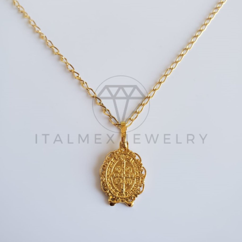 18k Gold Plated Saint Benedict Medal & 22